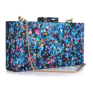 8311 Acrylic Purses and Handbags Multicolor Perspex Box Clutch Purses